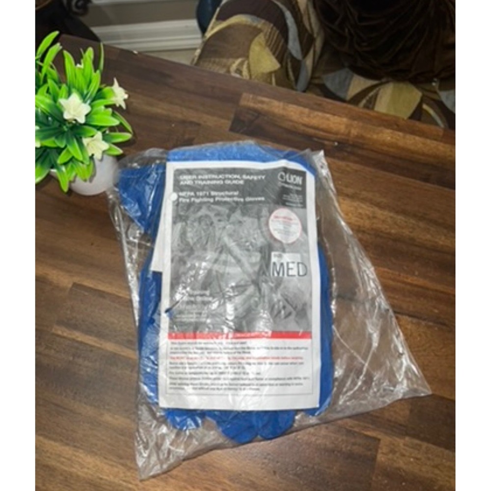 LION NFPA 1971 Structural Fire Fighting Protective Gloves Blue Size Medium MED